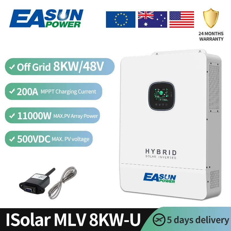 Easun power us lager 50hz 60hz 8kw 10kw hybrid wechsel richter 8000w split phase solar wechsel richter 10kva 48v