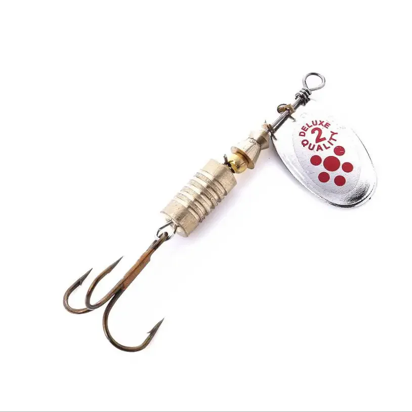 1PCS Metal Plating Spinner Bait 6.7cm/7g Hard Spoon Bass Lures Metal Fishing Lure with Feather Treble Hooks for Pike Fishing - view 4