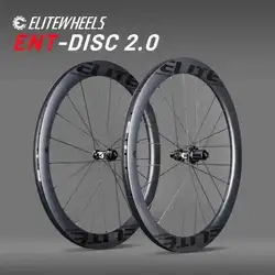 Ruote in Carbonio ELITEWHEELS ENT 2.0 con Freno a Disco, Cerchio 700c, Bloccaggio Centrale, Set Ruote per Bici da Strada di Qualità UCI