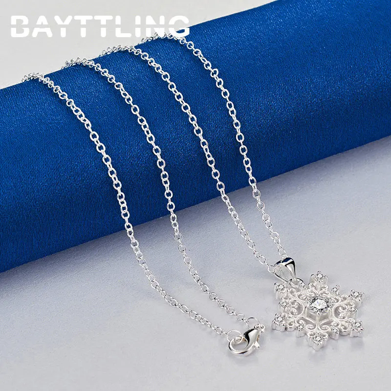 Original 925 Sterling Silver 16-30 Inches Exquisite Snowflake Zircon Necklace For Women Fashion Wedding Gift Jewelry