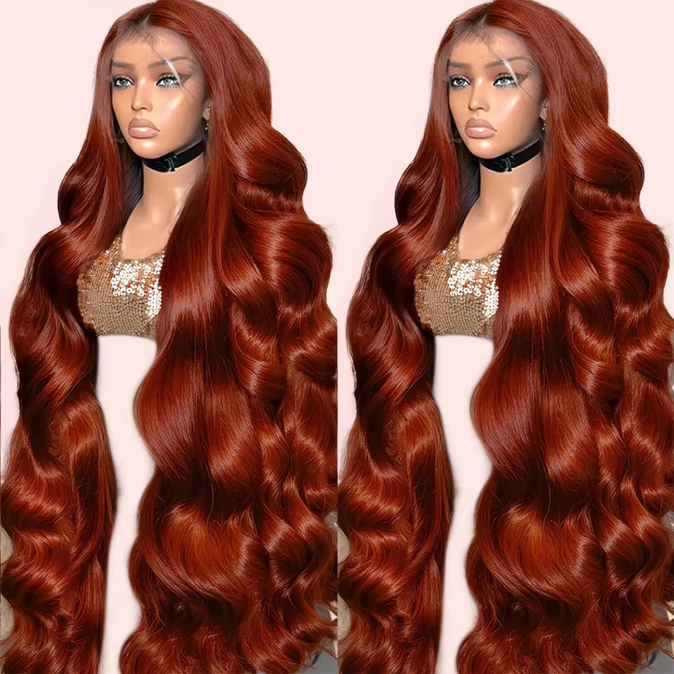 

Reddish Brown Body Wave Lace Front Wigs Human Hair Pre Plucked Brazilian Virgin Hair Red Colored 13x4 13x6 HD Lace Frontal Wigs
