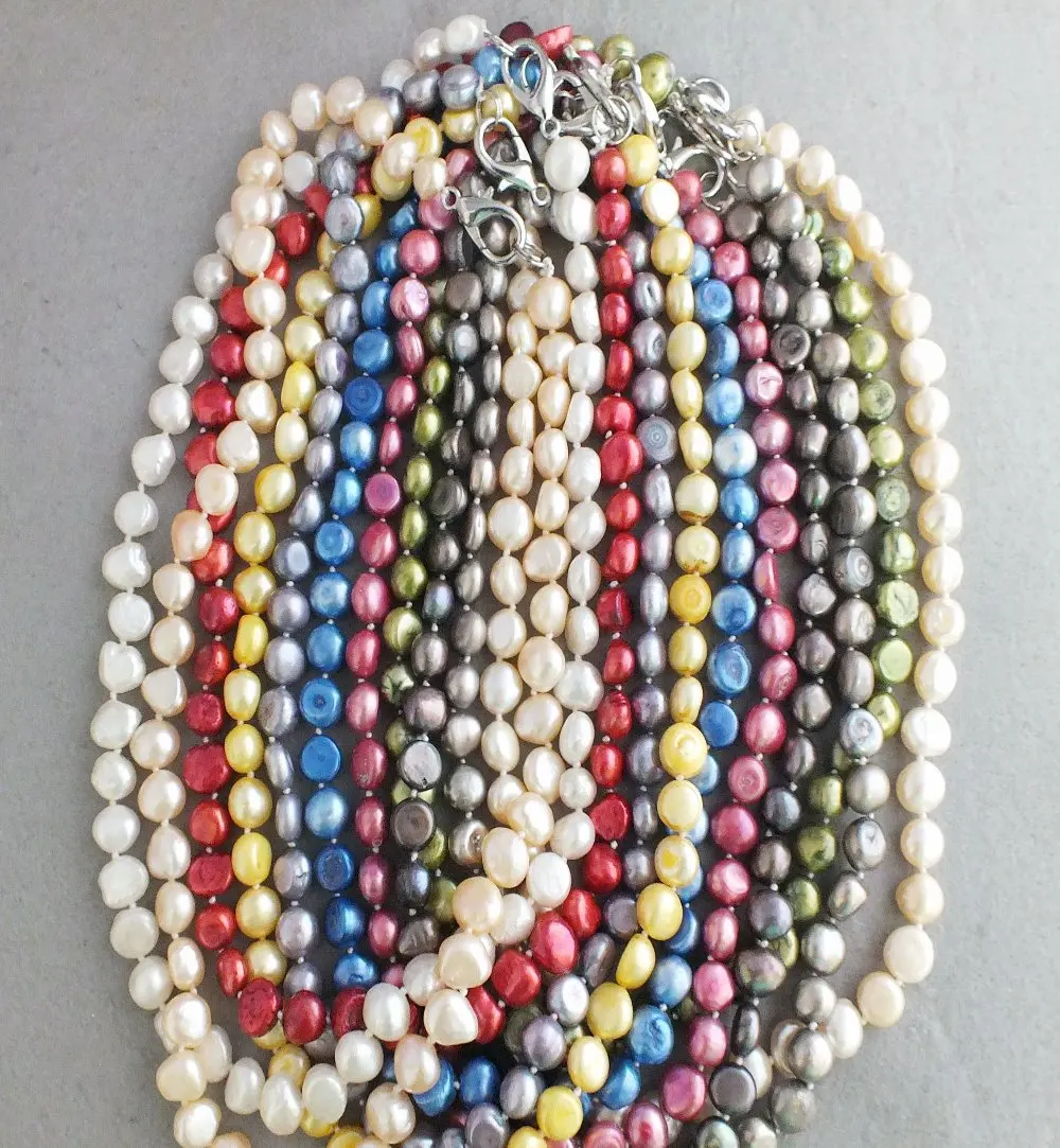 10colors  Baroque pearl necklace!Wholesale 50 shares mixed 40cm long necklace!