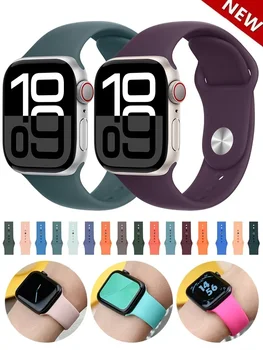 애플 워치 밴드용 실리콘 스트랩, 스포츠 팔찌, iWatch 시리즈 10, 9, 울트라 2, 8, 7, SE, 6, 5, 4, 44mm, 45mm, 41mm, 49mm, 40mm, 42mm, 46mm