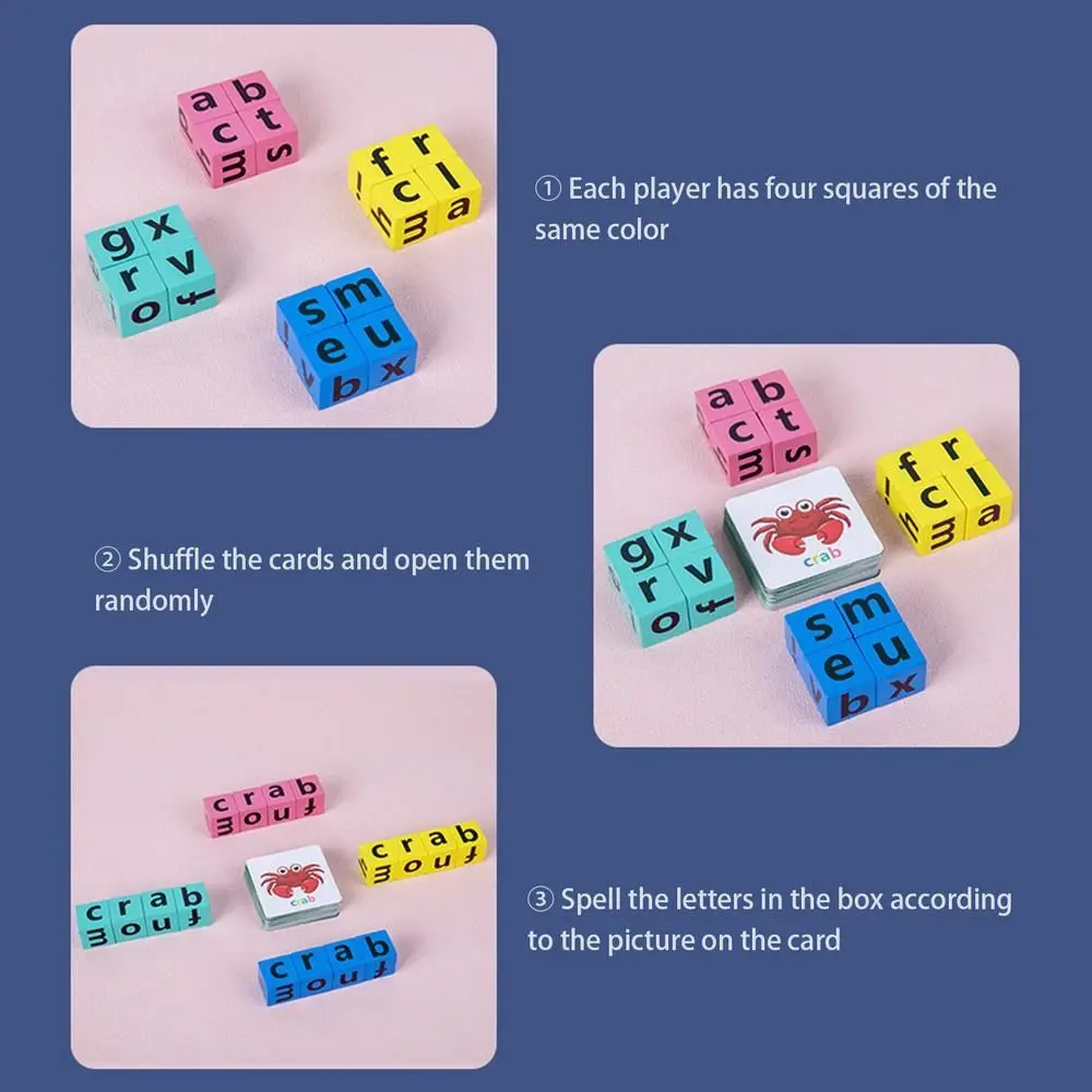 나무 아기 학습 카드 단어 철자 게임 퍼즐 게임 알파벳 철자 게임, 영어 단어 카드, 문자 철자 블록 / 수수께끼 \u0026 마술 입방체, image size:1000x1000
