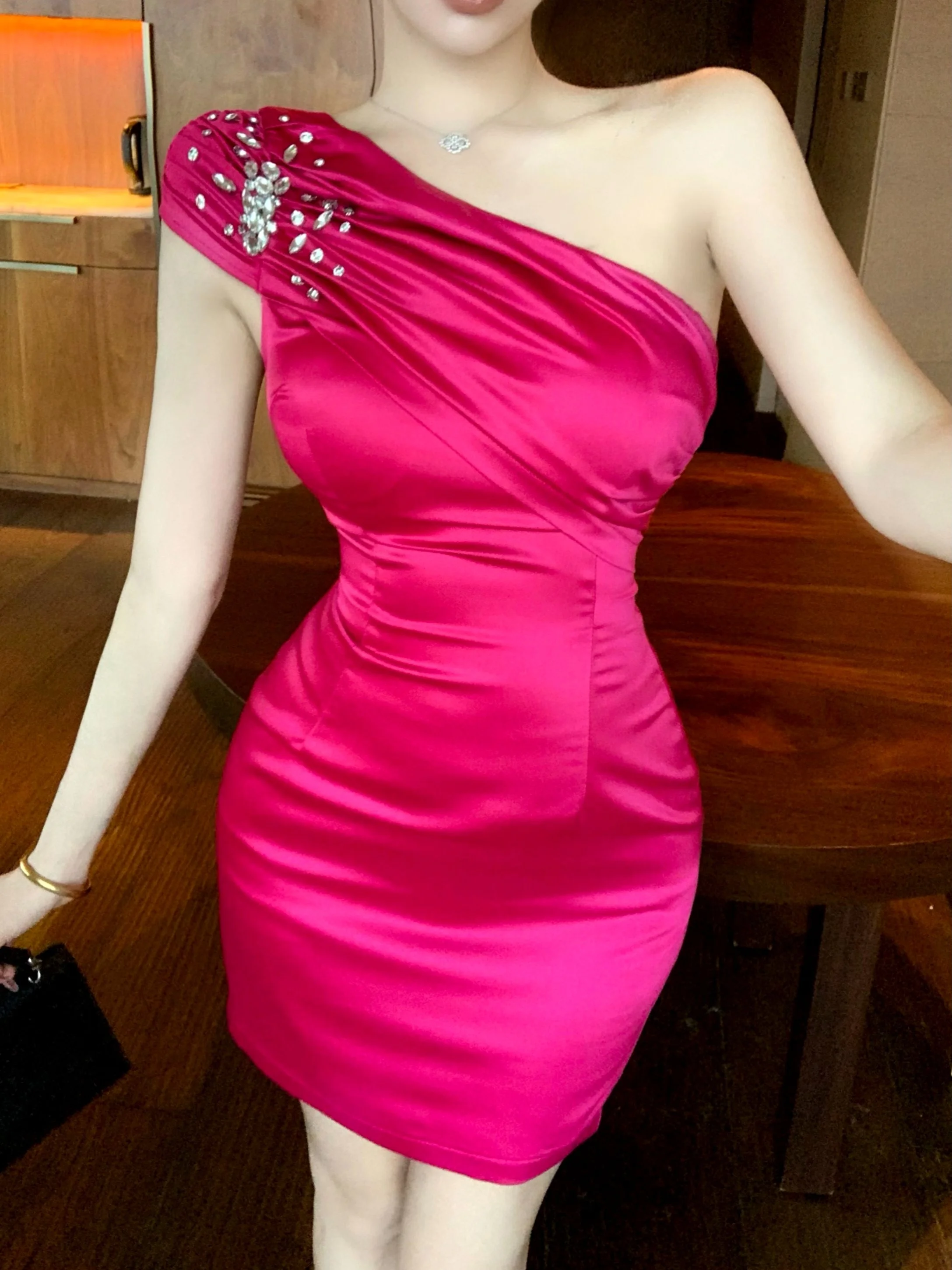 

Ele Sexy oulder Bared Red Evening Gown Bodycon ort Dr High Waist Polyester Fiber Autumn Winter ort Sve Women'...