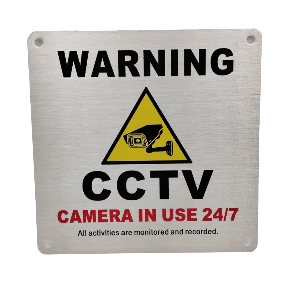 Aluminum Plate Monitoring Area Warning Sign 24-Hour Wall Mounted Security Sign Anti-corrosion Self-adhesive Monitoring Sign