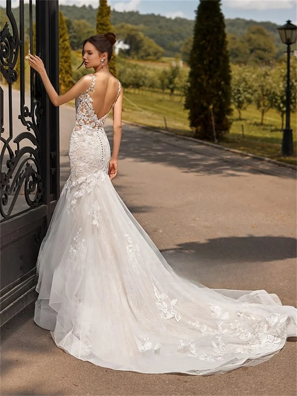 Customized Refinement Mermaid Wedding Dresses Layered Sweetheart Lace Appliques Gowns Classic Dress for Bride