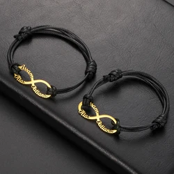 Sipuris Wax Line Stainless Steel Infinity Custom Name Bracelet For Women Funny Jewelry Accessories Gifts Fashion 2022