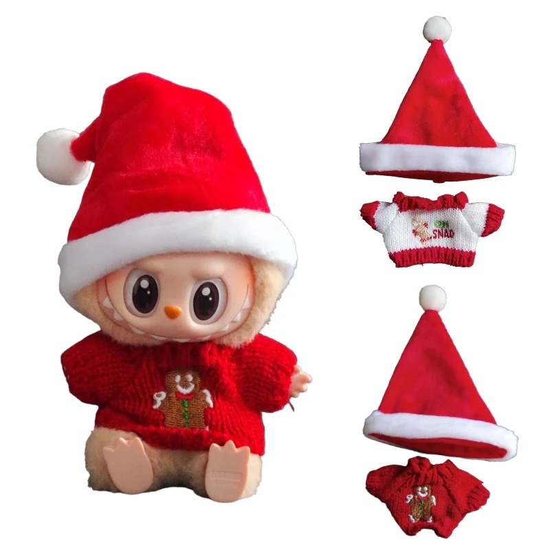 

15/17 см аксессуары для кукольной одежды, комплект рождественского наряда для Labubu V2, мини-кукольная одежда «сделай сам», подарок для девочек, подарок для детей, поясная сумка
