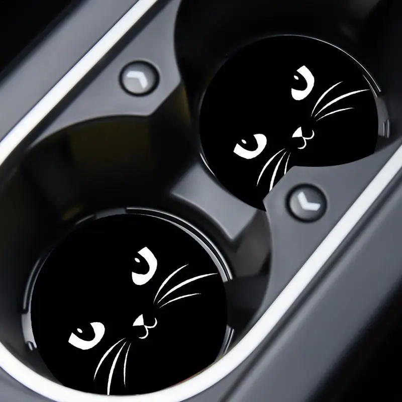 Car Cup Holder Insert Anti-Slip Automotive Cup Holder Mat Cat Pattern Cup Holder Liner Car Interior Accessories Cool Creative