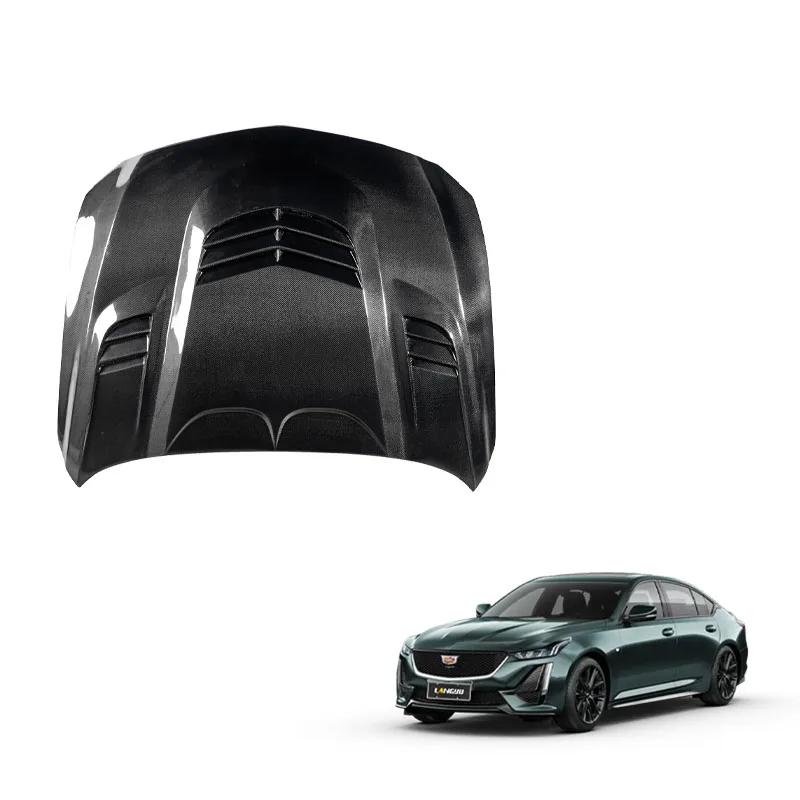 

Langyu Vehicle Exterior Accessories Engine Cover Carbon Fiber Front Bonnet for Cadillac CT5 Upgrade GT Style Engine Bonnet Hood