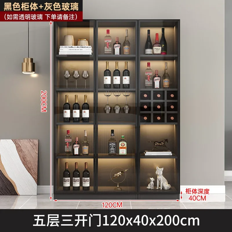 Wine cabinets against the wall, simple glass door display cabinets, light luxury, high-end custom figure storage cabinets