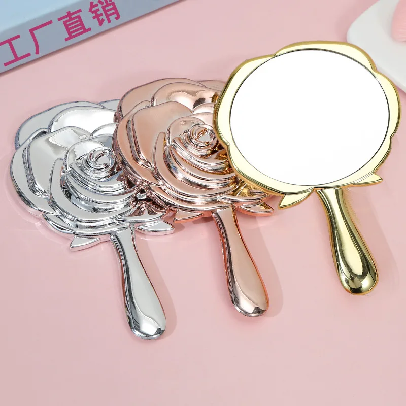 Mini draagbare draagbare make-upspiegel met rozenontwerp Duurzame compacte make-upspiegel voor dames Meisjes Reiscadeau Portemonnee Decor