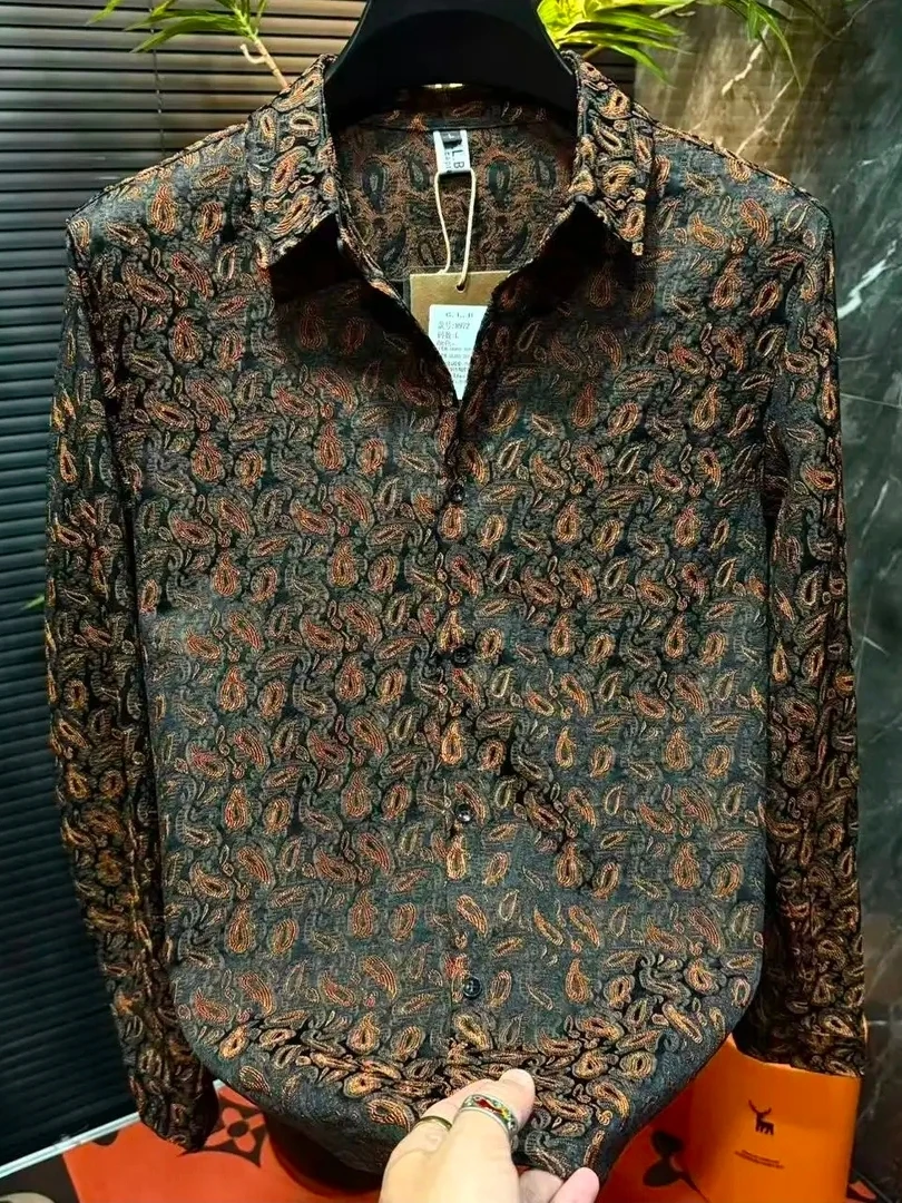 

High Quali Men's Long Sve Casual irt Faionable Spring Autumn Flip Collar Haome Trendy Stand Fit Button up
