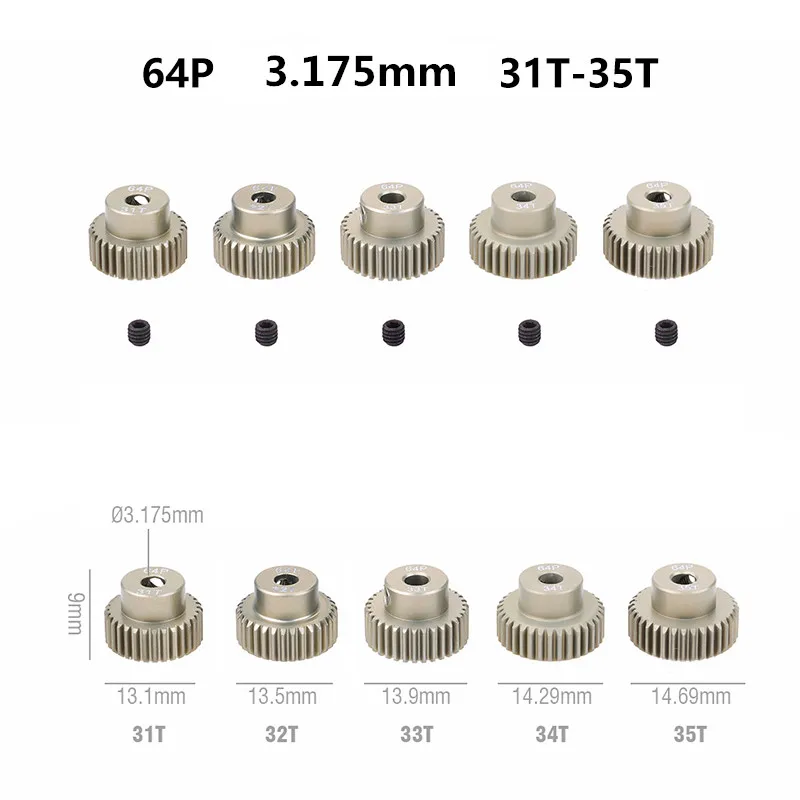 تجاوز هواية 64DP ترس المحرك المعدني ترس ل 1/10 1/12 1/14 RC سيارة Wltoys 540 3.175 مللي متر رمح شاحنة محرك عربات التي تجرها الدواب الزاحف على الطرق الوعرة