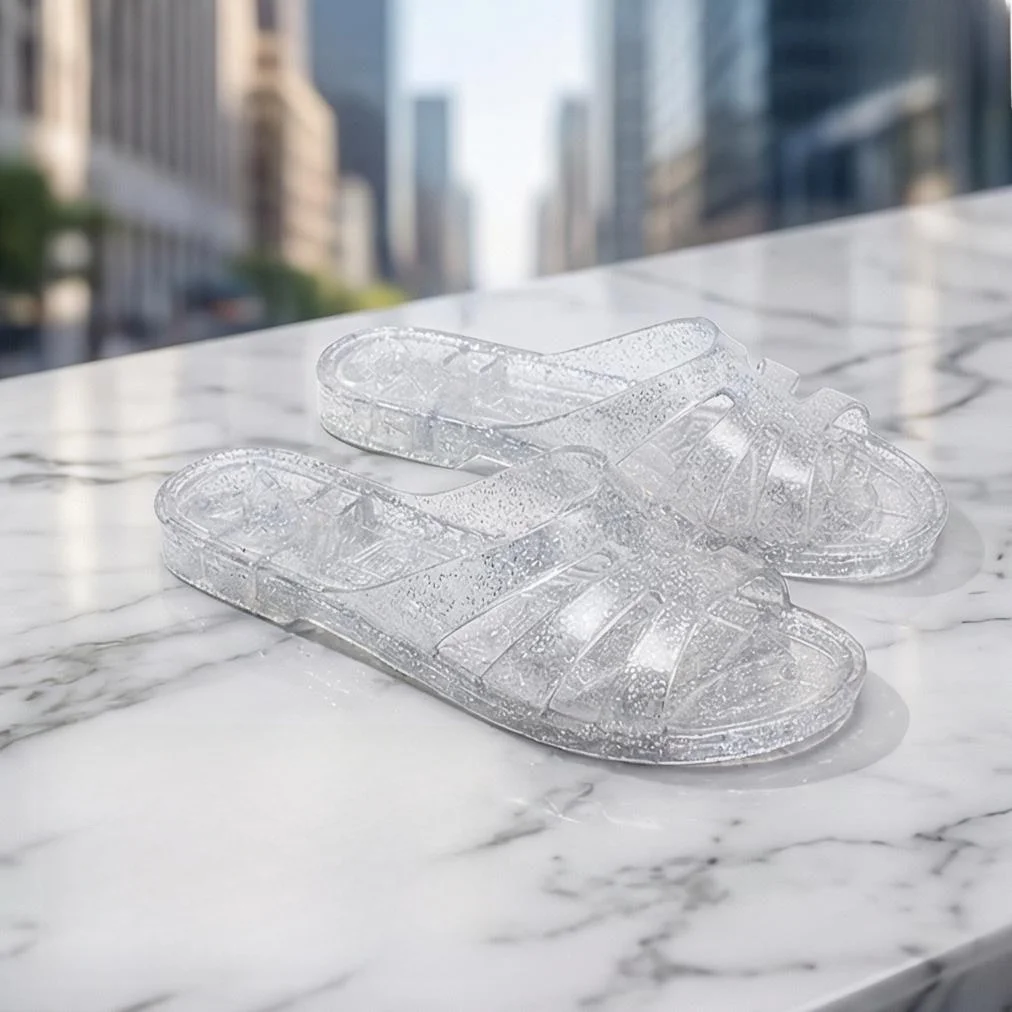 

Crystal Slippers Women's Summer Bathroom Anti-slip Flat Bottom Indoor Home Transparent No Odor Flat Sandals Korean Style EVA