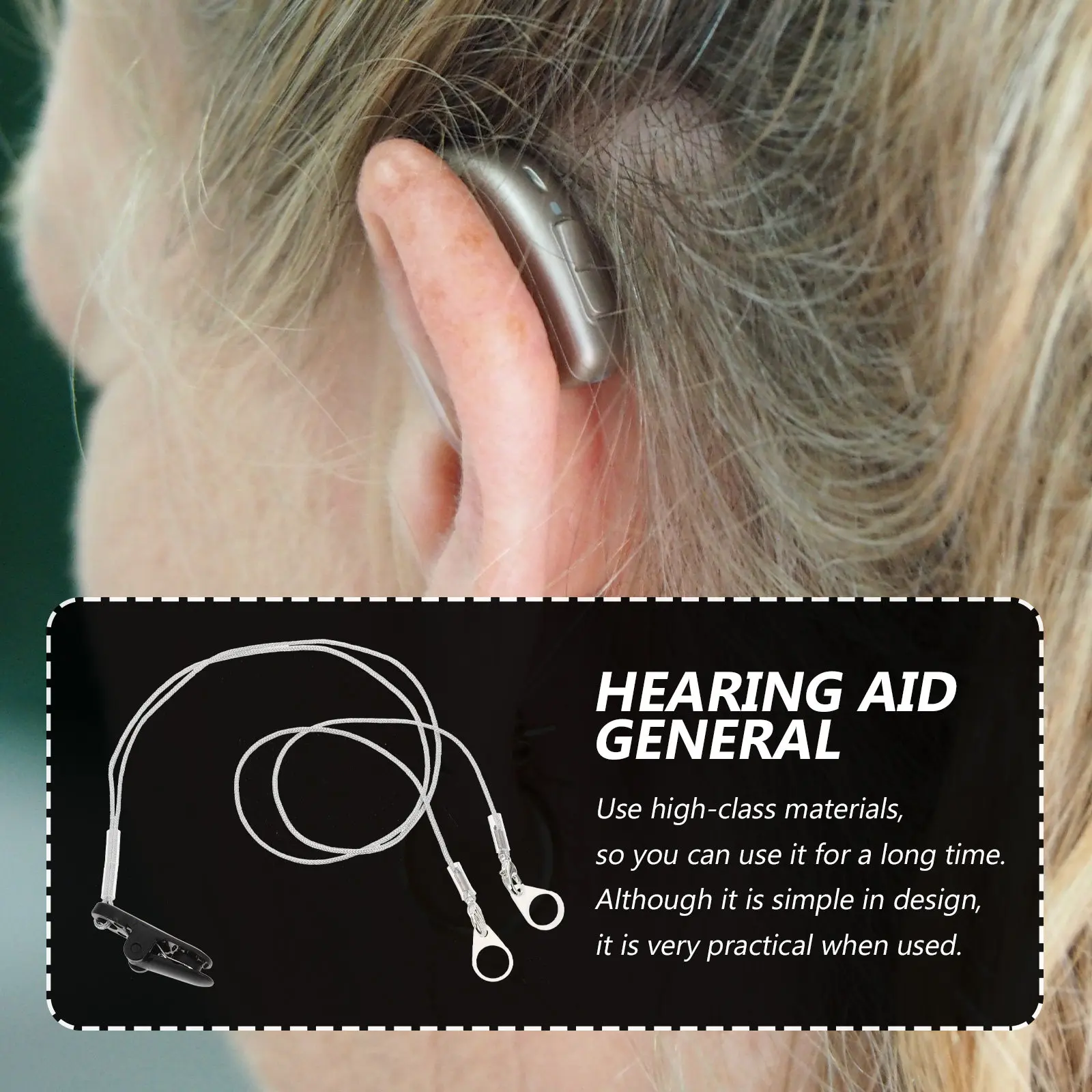 1Set Reliable Hearing-Aid Anti-Lost Lanyard Long-Lasting Material Easy-to-Wear Comfortable Design for Hearing Devices Mobility