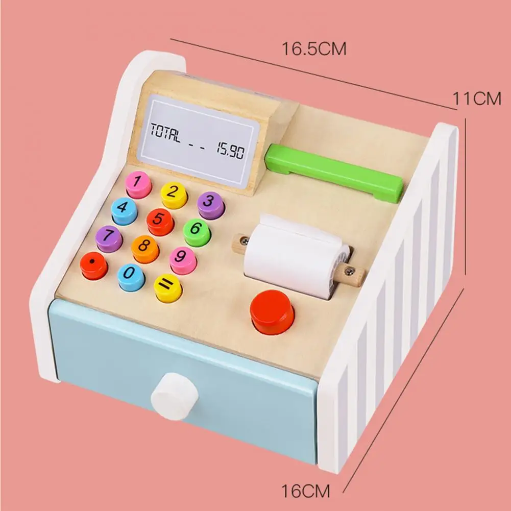 Ensemble de jouets de caisse enregistreuse d'achat de Marketing en bois avec Simulation de carte de crédit ATM modèle Machine supermarché caissier registre jouet
