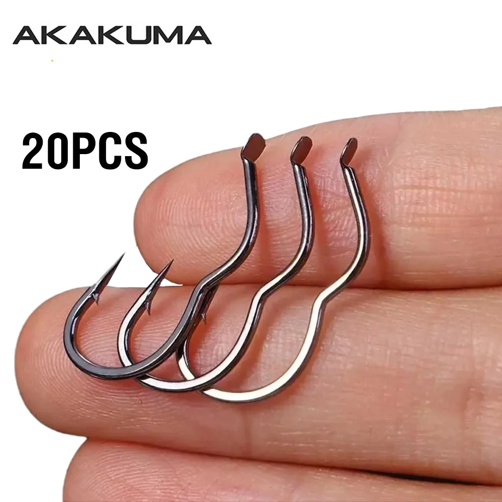 20Pcs Automatic Flipping Fishhook 1#-14# Offset Fishing Hook Two-bend Anti-skid Carp Hook Carbon Steel Hooks With Sharp Barb