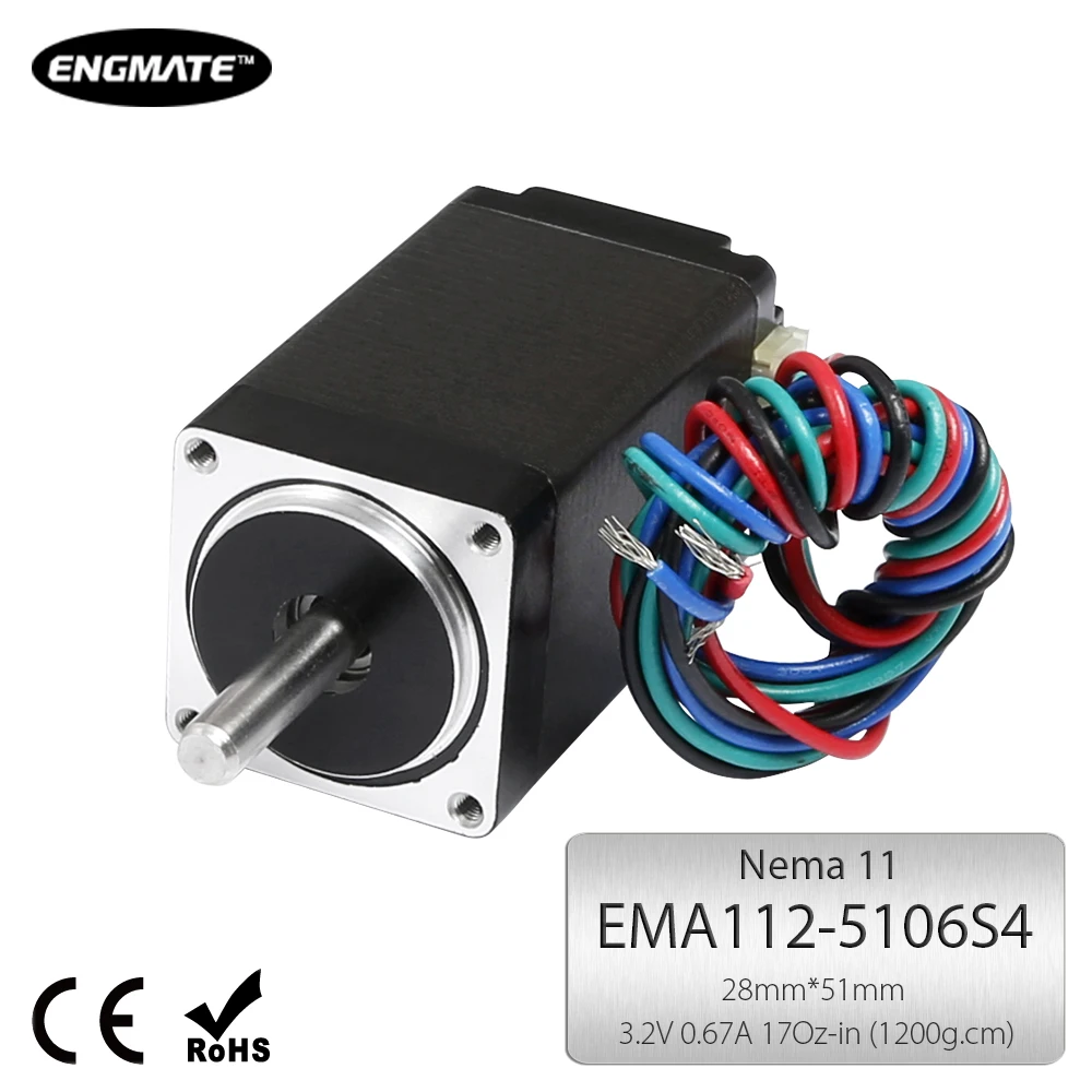 ENGMATE EMA112-5106S4 Nema 11 CNC Router Stepper Motor 4 Wire Single Shaft 17Oz-In 2-Phase 0.67A For CNC Router Lathe Mill