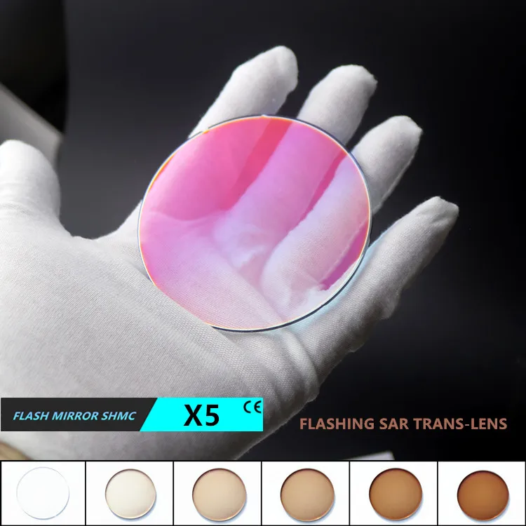 EXIA X5 Photochromic Brown Gradient Violet Flash Mirror Pink SHMC UV400 Base Curve 0 Flat Sunglasses Lens