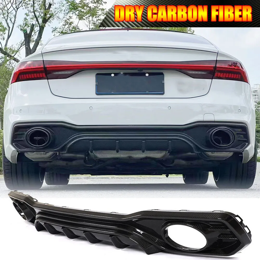 For Audi A7 SLINE S7 2019UP Dry Carbon Fiber Rear Bumper Diffuser Lip BODYKIT Spoiler Car Accessories