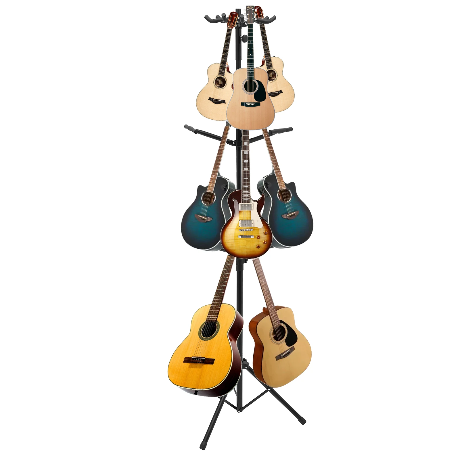 

3 Tiers Standing Rack Holder Display Universal 9 Guitar Multi-Stand for Ukulele Bass Vertical Style