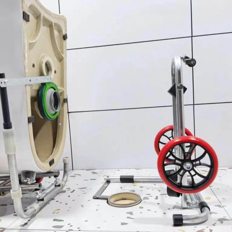 Mobile Installation Cart For Piping Tasks Including Toilet Positioning Aid And Dense Pliable Plan D2RD