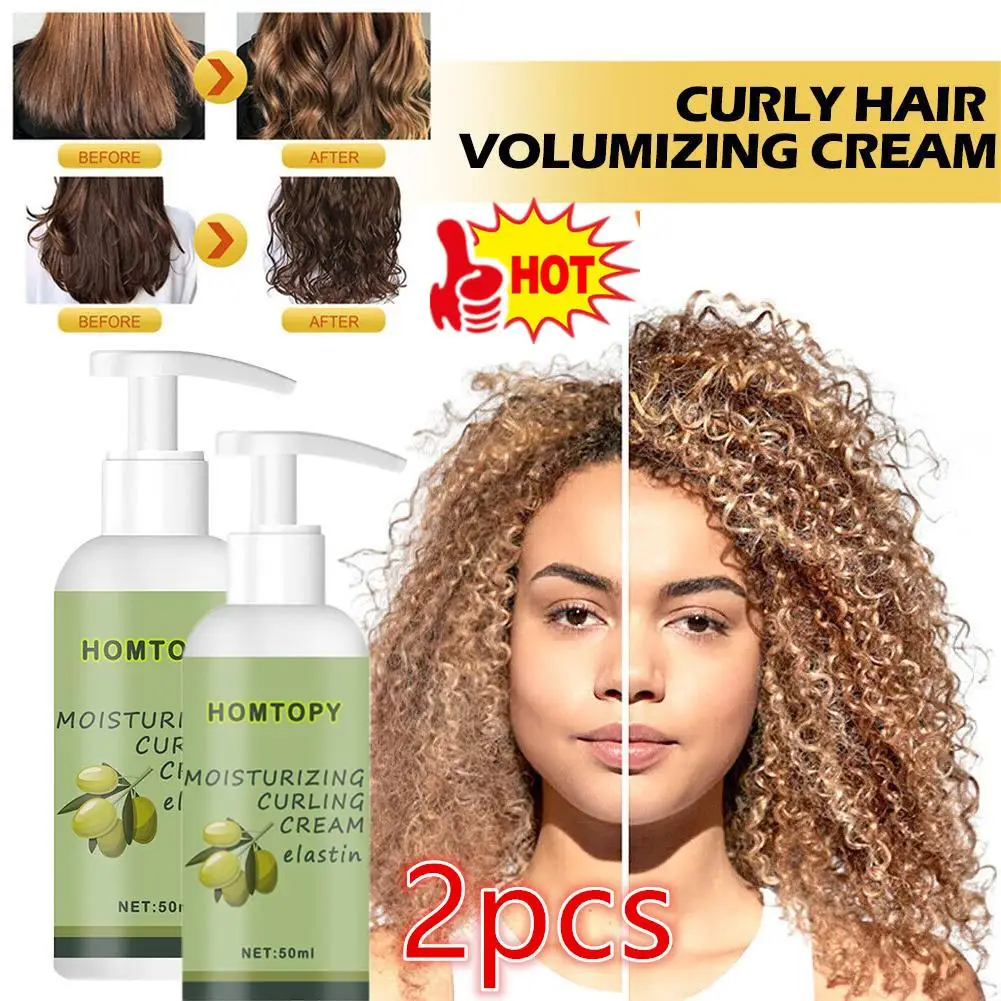 

2x 50ml Olive Oil Hair Volumizing Cream Elastin Improving Hair Dryness Curling And Moisturizing Hair Conditioner Volume Hair