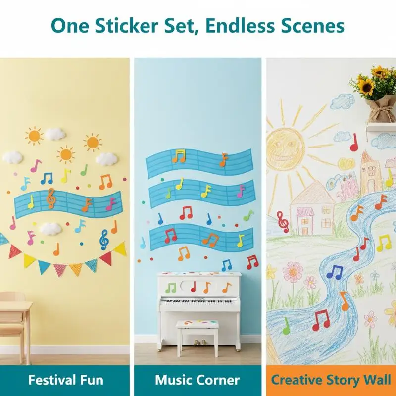 Colorful Music Themed Staples Set Decorative DIY Craft Staples for Toddler Music Corner Preschool Decor