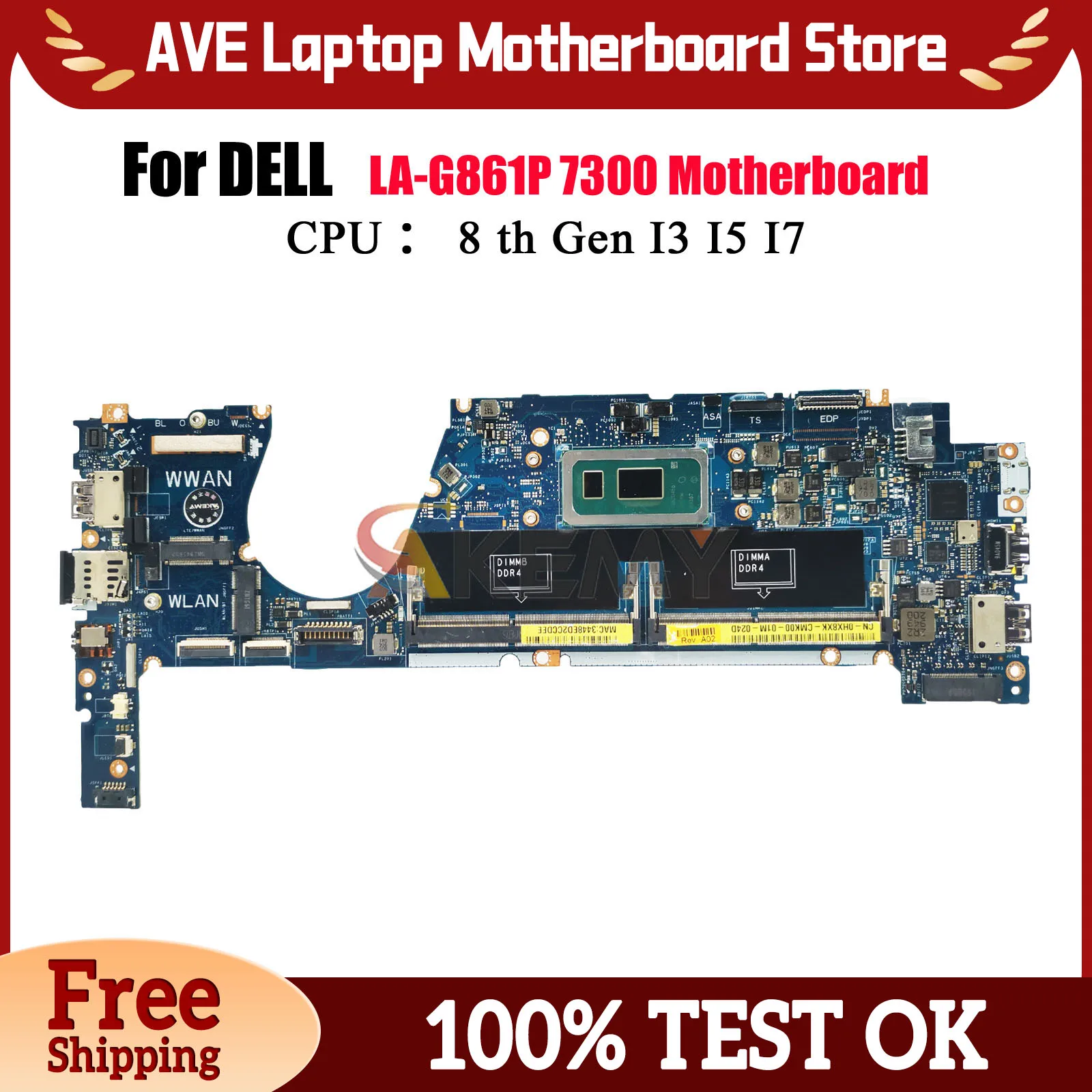

LA-G861P EDC30 Notebook Mainboard For Dell Latitude 7370 09XFPT 0HX8XK 0TCDGC Laptop Motherboard CPU i5 i7 8th Gen Tested OK
