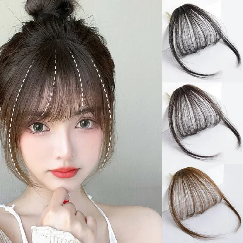 Fake Air Bangs Hair Styling Hair Clip-In Extension Synthetic Hair Fake Fringe Natural False Hairpiece Women Clip In Bangs Tools