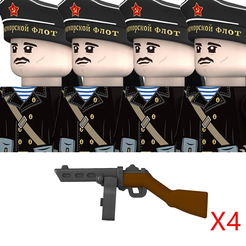 WW2 Military Navy Serie Soldat Figuren Bausteine Sowjetunion Krieger Infanterie Offizier Gedruckt Helm Ziegel Spielzeug Geschenke