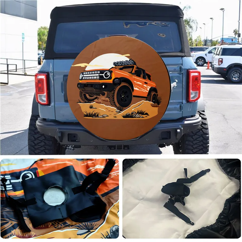 

Spare Tire Cover fit for Ford Bronco Digitally Printed Custom Car Pattern Fits for Multiple Ford Bronco Models Cars Accessories