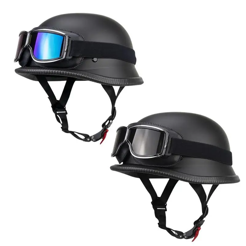 

Motorcycle Helmet Half Skull Caps Chopper Biker Pilot Open Face Helmet And Goggles Costume ABS Scooter Half Helmet Baseball Caps