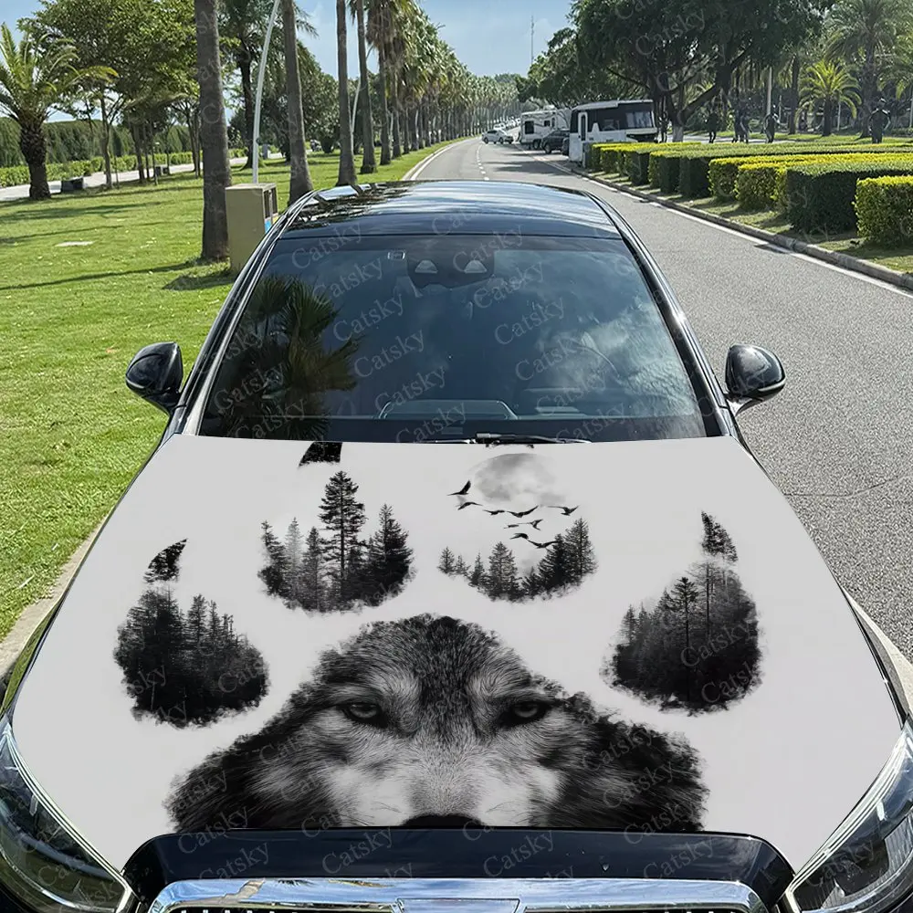 Wolf Claw Car Hood Vinyl Wraps, PVC Waterproof Car Bonnet Decals, Self-Adhesive Scratch-Resistant Stickers For Engine Cover, Car