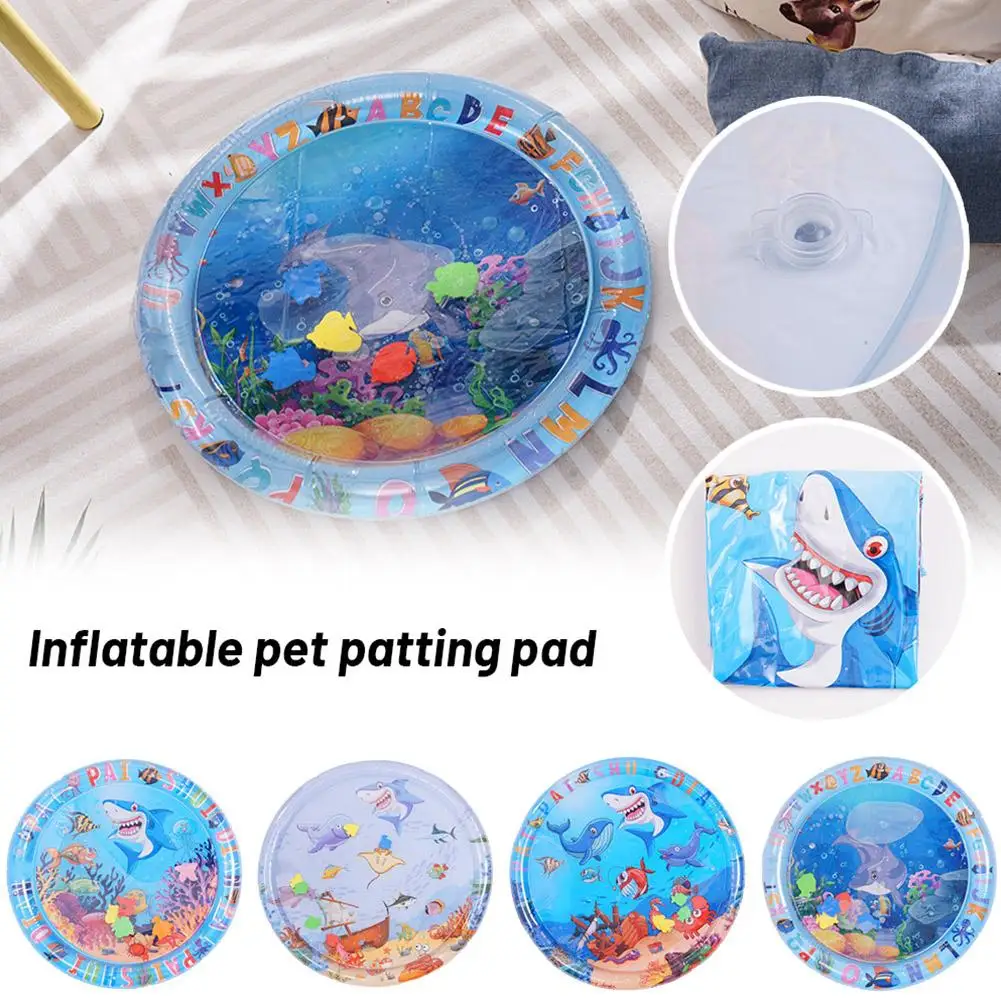 Thickened Water Sensor Play Mat For Pets Cat Water Mat With Fish Summer Cooling Pad For Cats Comfort Inflatable Tummy Time Water