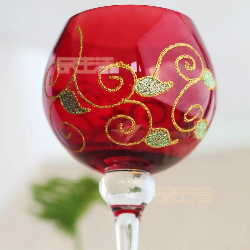 New European style pure handmade gold wire high foot crystal glass vase Candlestick household ornaments