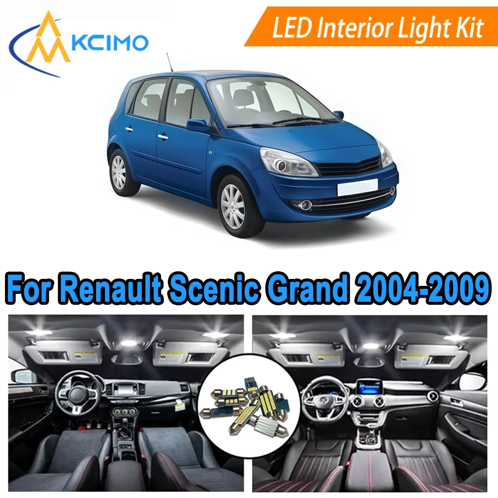 

Direct Fit LED Interior Bulb Set For Renault Scenic Grand 2 II MK2 2004-2009 LED Interior Lights Super Bright 6000K Easy Install