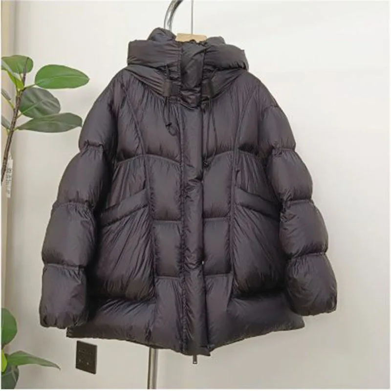 2025 New Winter Warm Hooded Thick White Duck Down Leisure Women Down Jacket Solid Color Coat Parker Loose Women Down Jacket H439