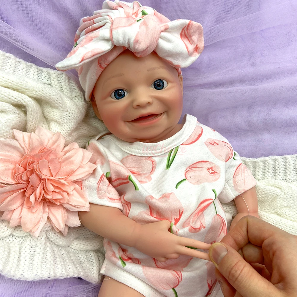 17Inch Full Body Silicone Reborn Baby Girl Open Eyes Lifelike Visible Veins Weighted Art Doll for Emotional and Therapeutic