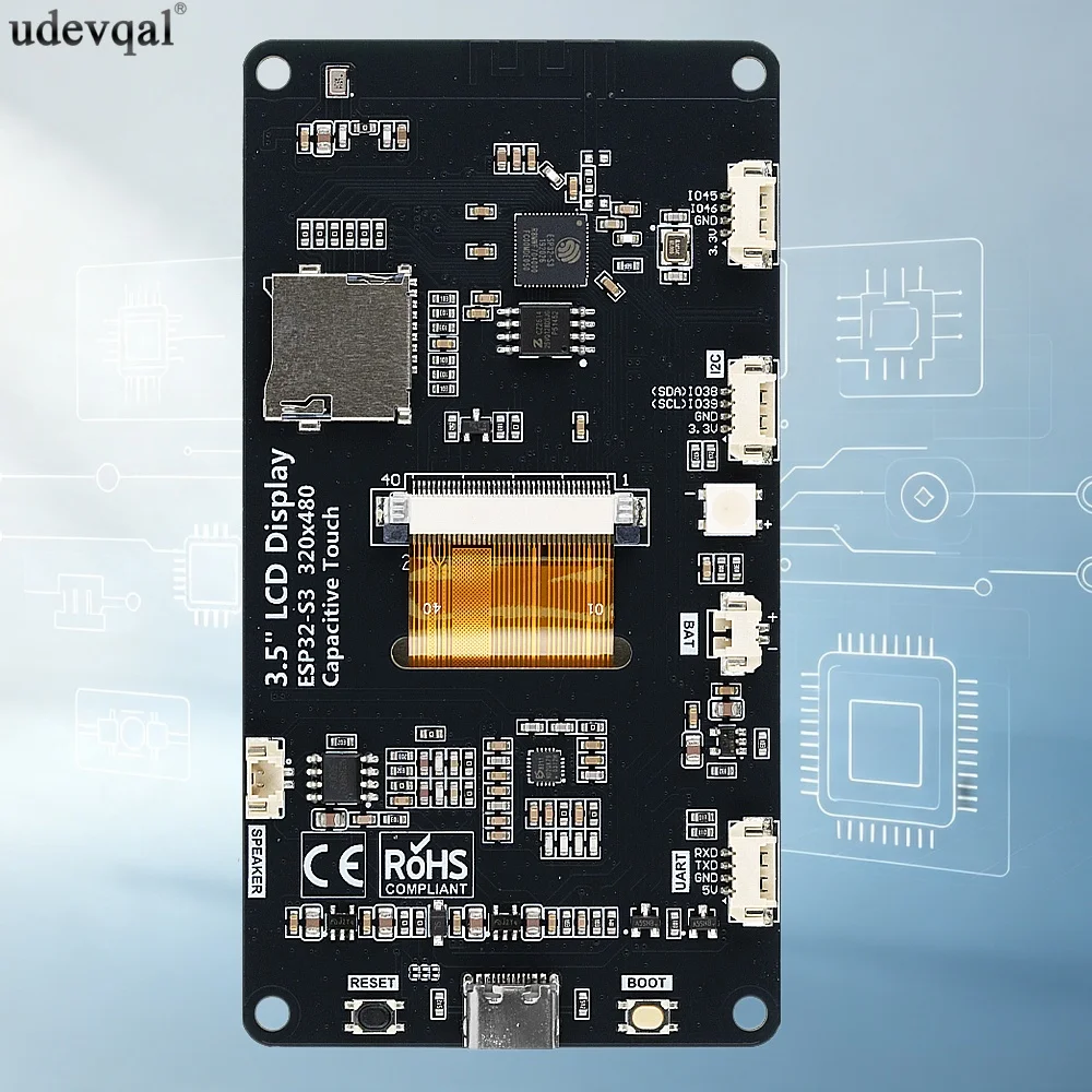 35インチesp32-s3開発ボード。wi-fi、bluetooth、スマートディスプレイ、tftモジュール、タッチスクリーン、240mhz、スピーカー、uartインターフェースを搭載。