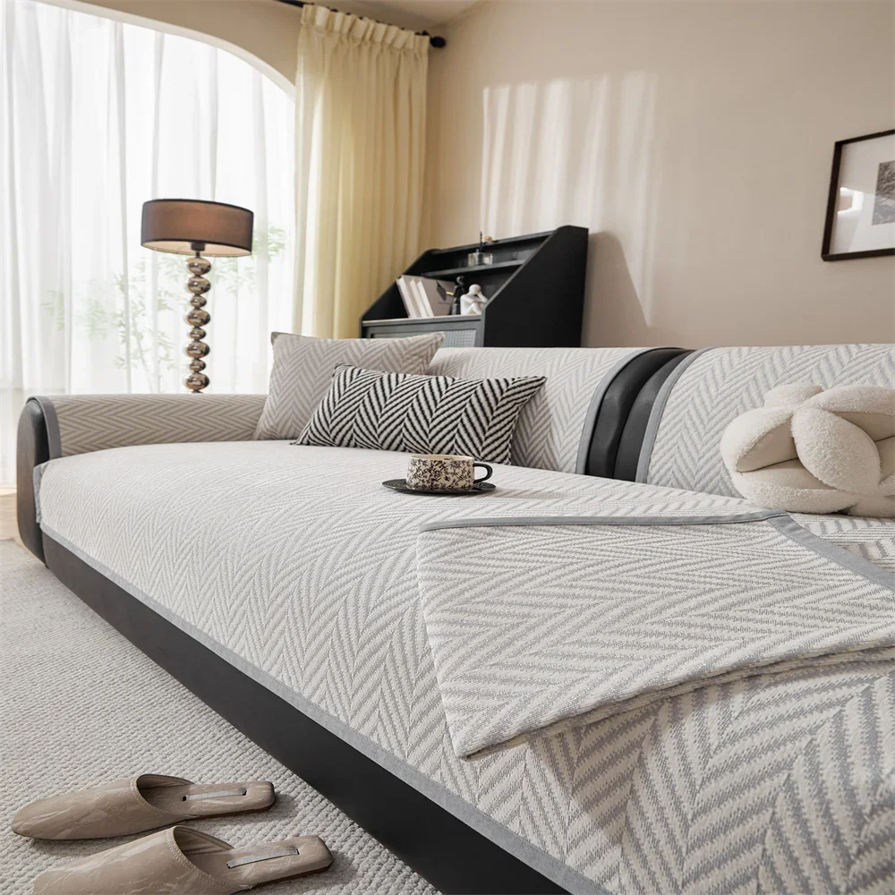 Retro Chenille Sofa Cushion Cover Universal Non-Slip Fixed Straight Row All-Seasons Slipcover for Home Comfortsofa Cover