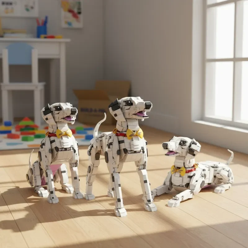 

МОК ​ Креативный набор строительных блоков для щенков далматина 3 в 1, фигурка животного, сборка своими руками, кирпичи, декор для рабочего стола, детские подарки на день рождения
