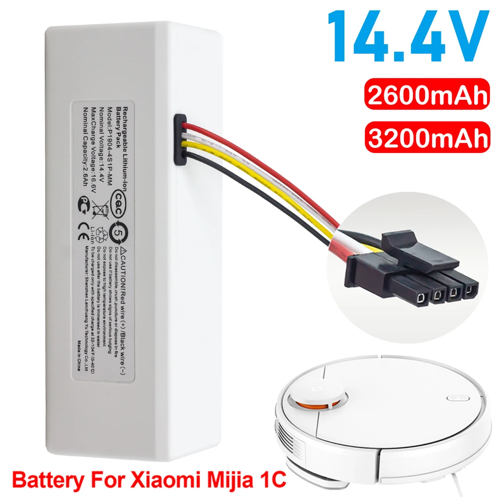 14.4V 2600mAh/3200mAh HP1904-4S1P-MM Battery For Xiaomi Mijia 1C STYTJ01ZHM Robot Vacuum Mop Cleaner Accessories Parts battery