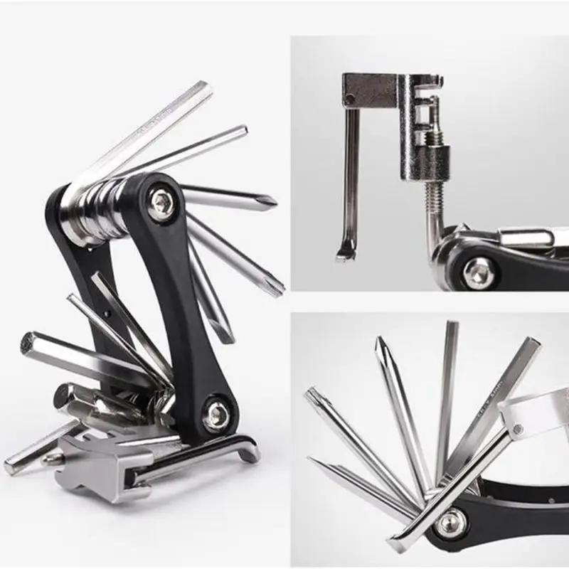 Portátil Folding Alicerça e Chave de Fenda Combinação Kit Bike Repair Tool 16 em Chrome Plating Edc Multitool Bolso ao ar Livre Bolso ao ar Livre