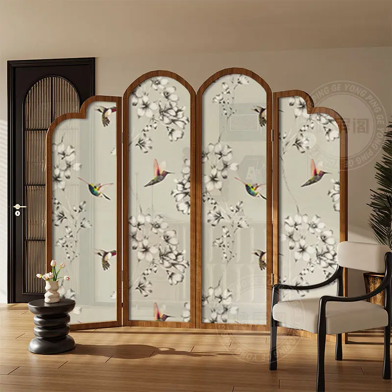 Solid wood folding screen partition guest dining room bedroom decorative sofa background wall