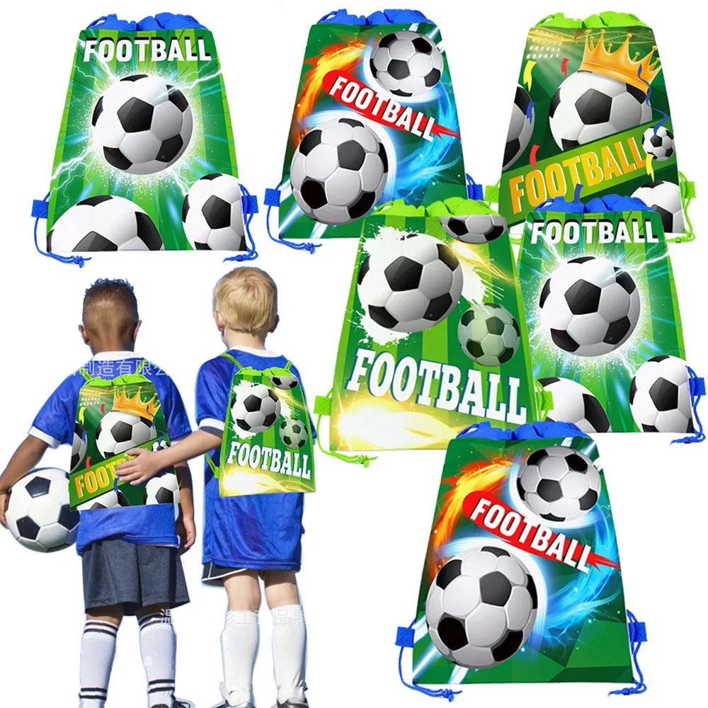 5-50pcs Soccer Drawstring Bag Sports Gym Football Soccer Drawstring Backpack Gifts Bags Treat Bags Soccer Birthday Party Favors