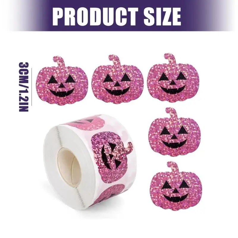 G6KF 500 قطعة من ملصقات الليزر الهالوين لتزيين موضوع اليقطين للاحتفال بالمهرجان