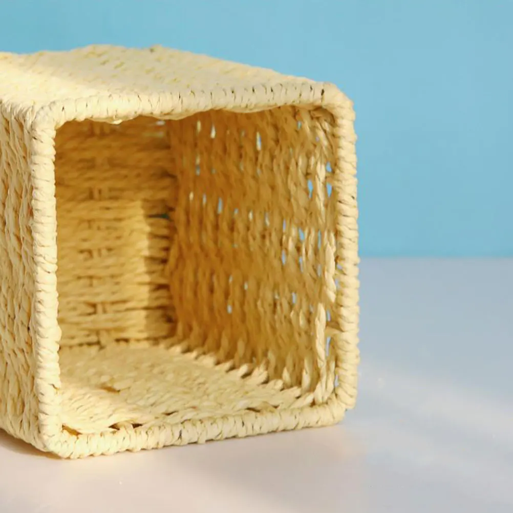 

Woven Storage Basket Rattan Desk H made Pen Container Decorative Office Sundries Box Eco Practical Bedroom